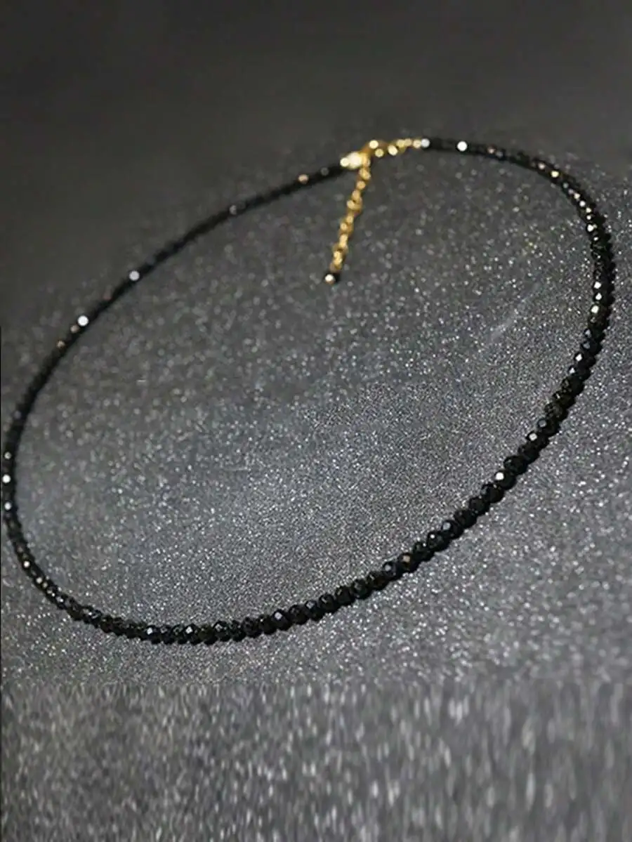 1pc Wheel Shaped Violet Mini Bead Necklace Choker, Lightweight Luxury Necklace, Versatile Daily Wear, INS Style