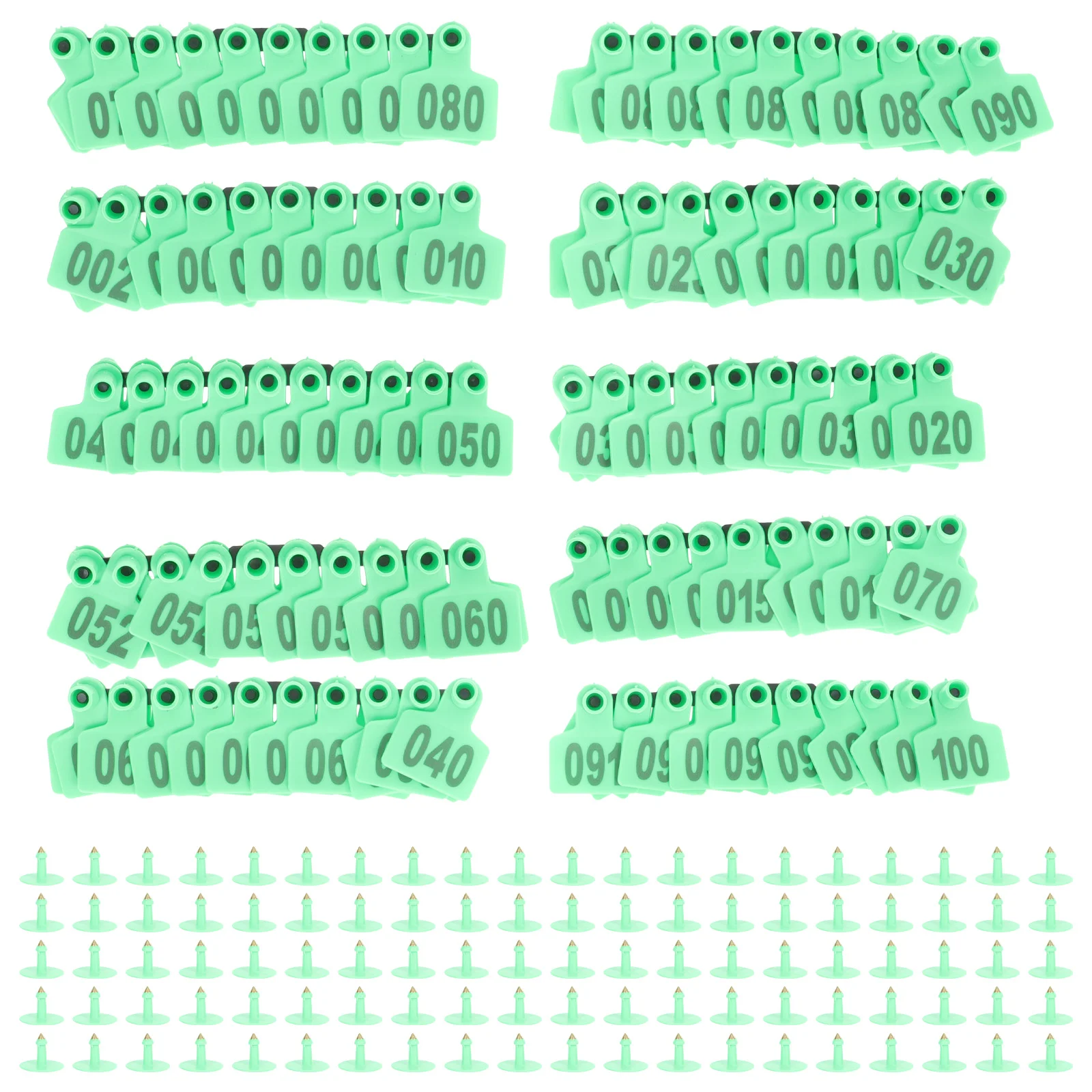 100 Pcs Veterinary Animal Ear Tags Supplies Label Number Identification Copper Livestock