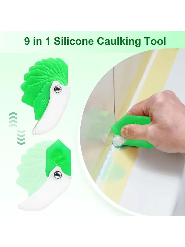 Outil de calfeutrage en Silicone 9 en 1, scellant professionnel, spatule d'épandage de scellant pour l'élimination des bords des coulis des carreaux et des fenêtres