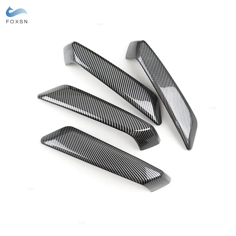 4pcs ABS Carbon Fiber Texture Interior Door Armrest Handle Pull Cover Trim For Audi Q5 FY Sportback SQ5 2018 2019 2020 2021