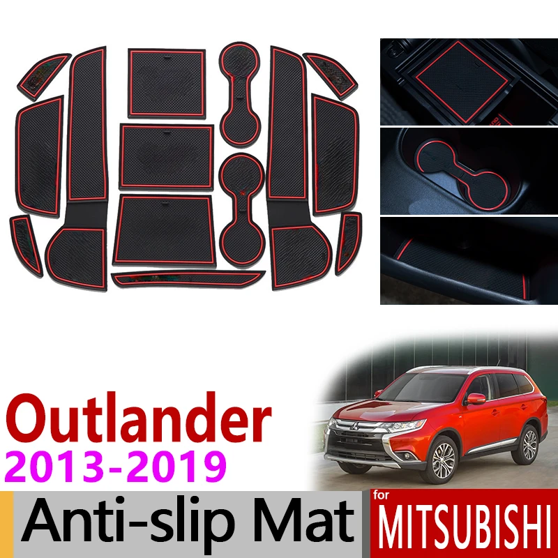 Anti-Slip Rubber Gate Slot Cup Mat for Mitsubishi Outlander 2013 2014 2015 2016 2017 2018 2019 3rd Gen Accessories Car Stickers