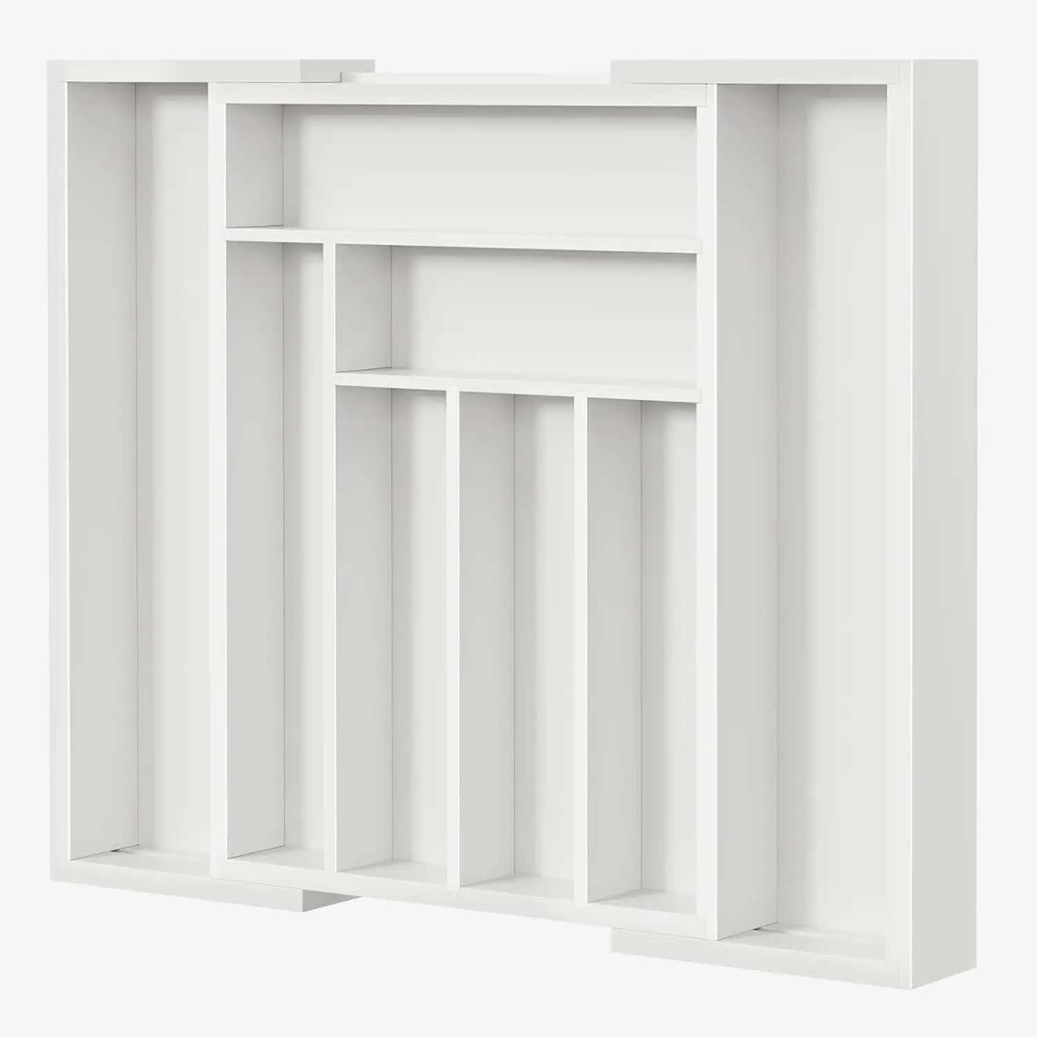 

Adjustable Bamboo Drawer Organizer for Kitchen Utensils, Silverware, and Knives in White