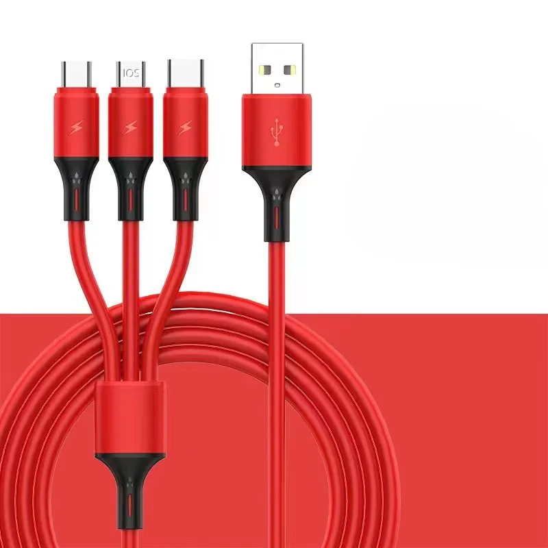 Green 3-in-1 Fast Charging USB Cable Nylon Braided for  Android IPhone Huawei Samsung Galaxy A25 A15 14 Xiaomi 13 Redmi 12