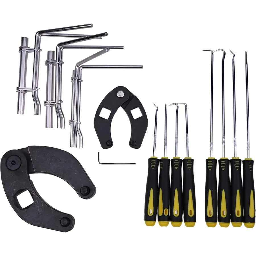 

Набор инструментов для установки гидравлических цилиндров: регулируемый ключ для уплотнительных гаек 3/4" и 1/2" (8 шт.) и 3 U-образных уплотнителя поршневого штока