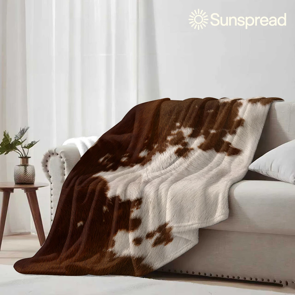 TERRA brown fur Flannel Blanket Soft Warm Christmas Halloween Blanket for Lightweight Cozy Room Home Decor Gifts