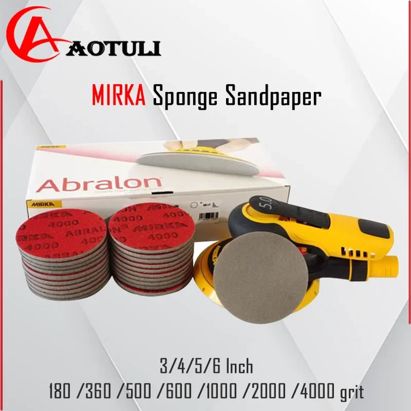 MIRKA Abralon Foam Sanding Discs 3/4/5/6 Inch,P180-P4000 Hook & Loop Grinding Pad for Auto Clear Coat & Glass Fine Polishing