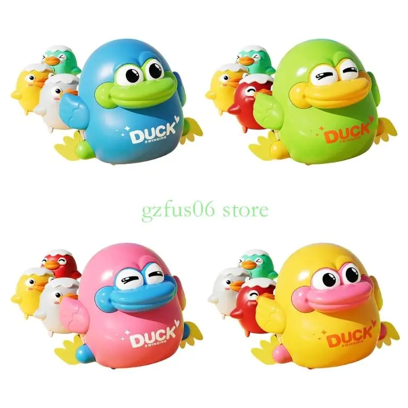 D5QF Pack of 4 Crawling Animal Toy For Kids With Connection Cartoon Duck