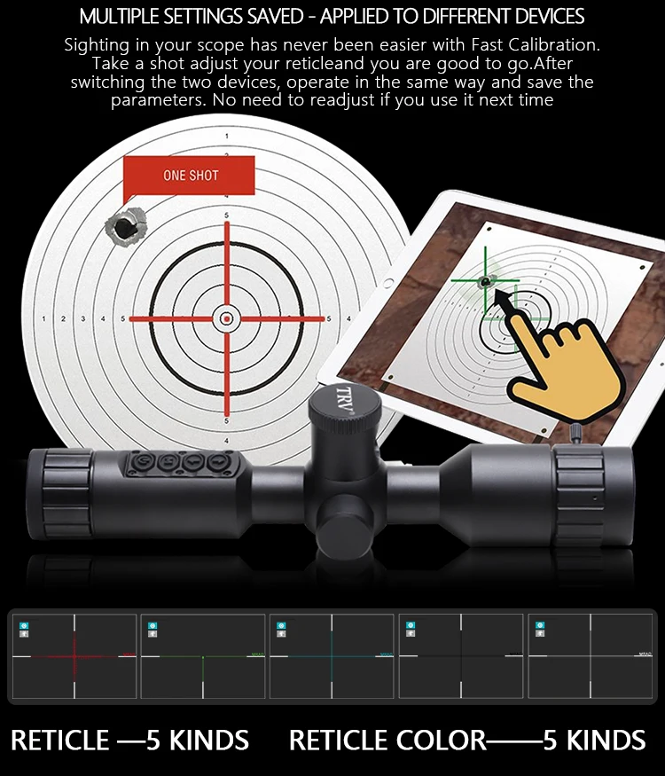 نطاق رؤية ليلية عالي الجودة مع عدسات متعددة المغلفة بالكامل 40 مم تكبير 7-19X مدمج إصدار الأشعة تحت الحمراء يدعم تسجيل الفيديو WiFi #3