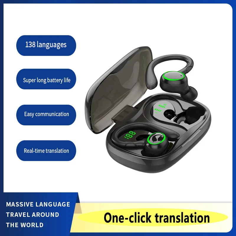 

Binaural Noise Reduction Wireless HD Bluetooth Translation Headphones Waterproof Spoken Language Learning Translation Earplugs