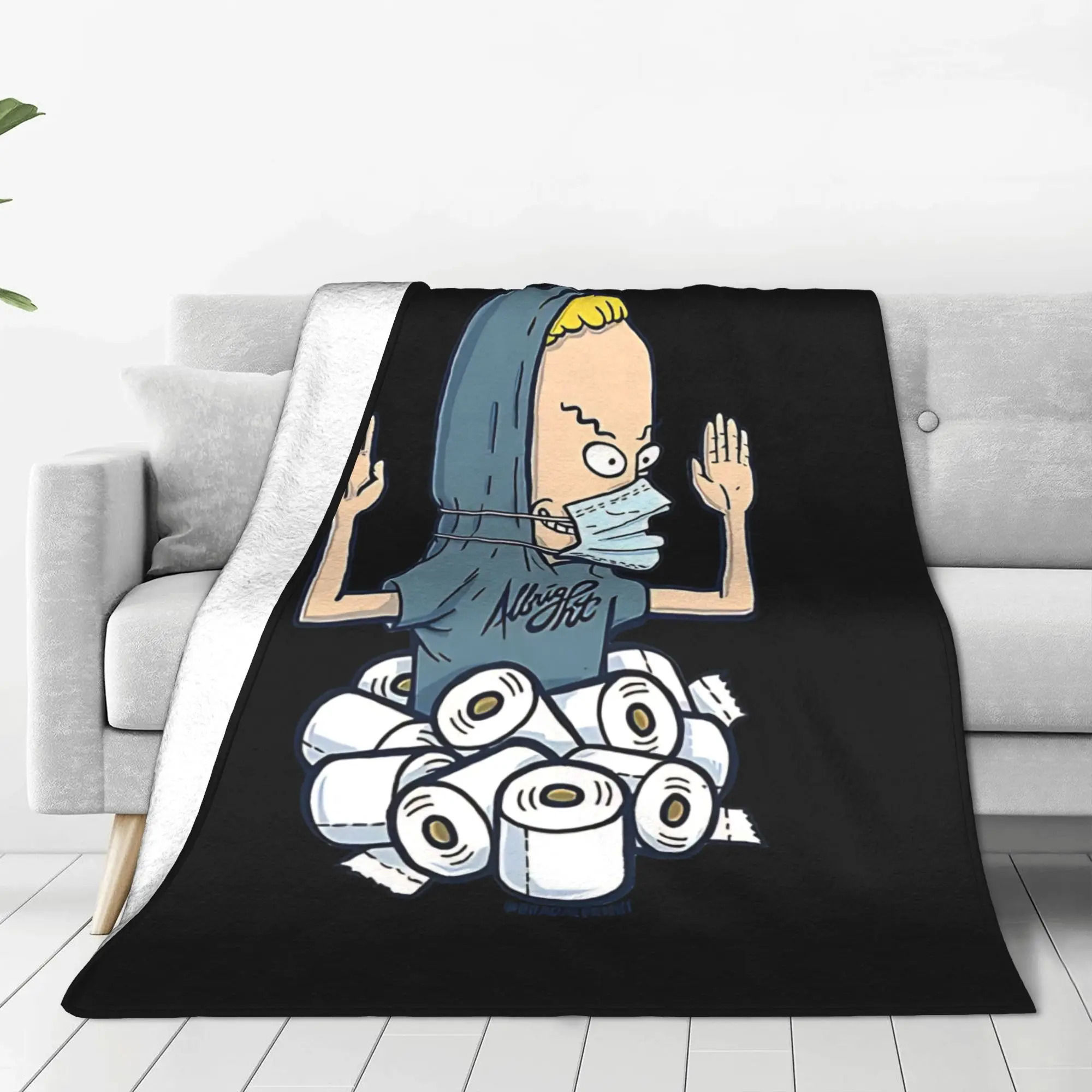 1PC Home Cutecore Cornholio 90s Beavis and Butt Head Blanket Super Cosy Plush Home Living Room Sofa Halloween