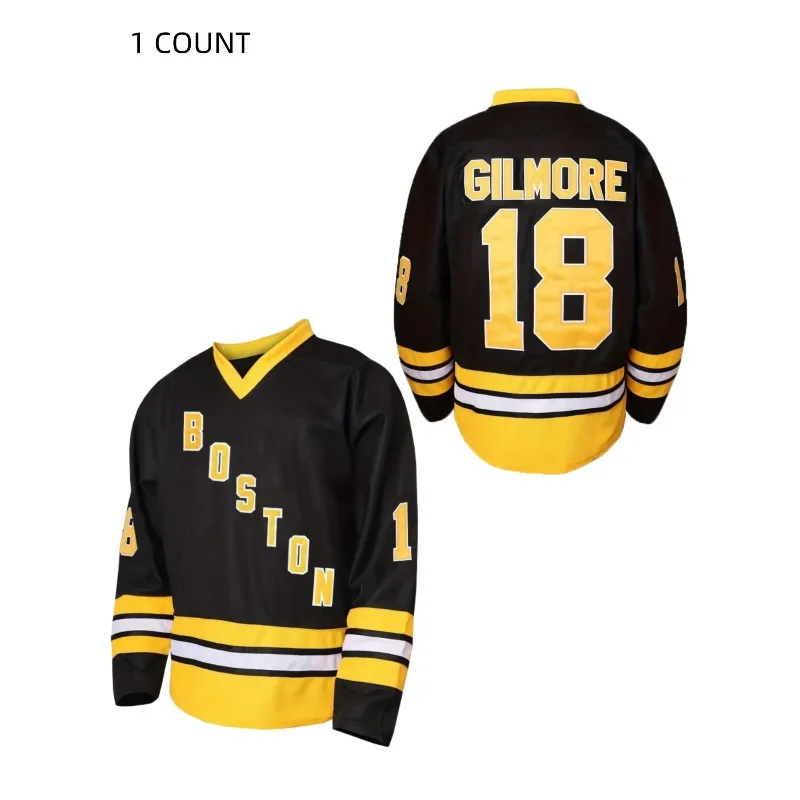 

Men's #18 Happy Gilmore 1996 Movie Adam Sandler Hockey Jersey Stitched V-Neck Breathable Sports Uniform for Training&Competition