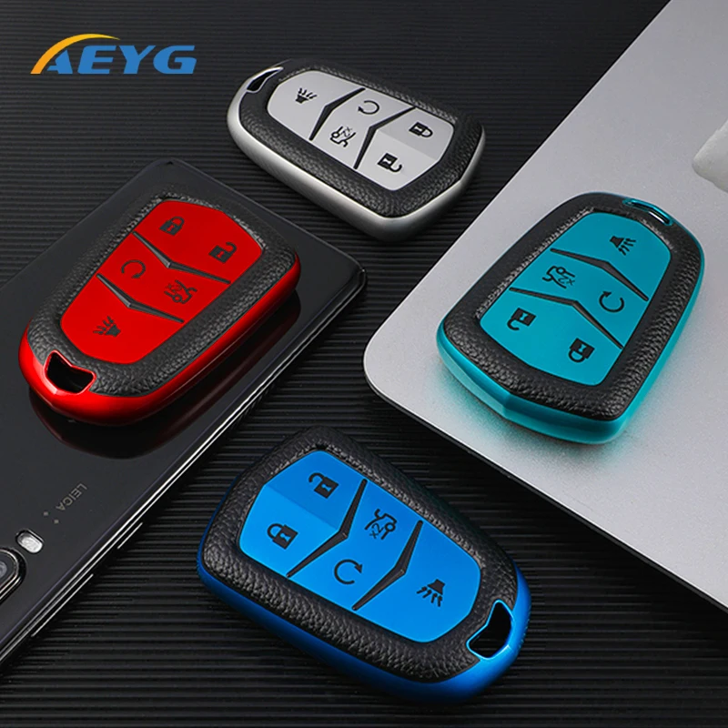 TPU Car Remote Key Case Cover Shell Fob For Cadillac ATS-L XTS TX5 CTS CT6 ATS 28T DTS ELR SRX ESV Escalade Protector Keychain