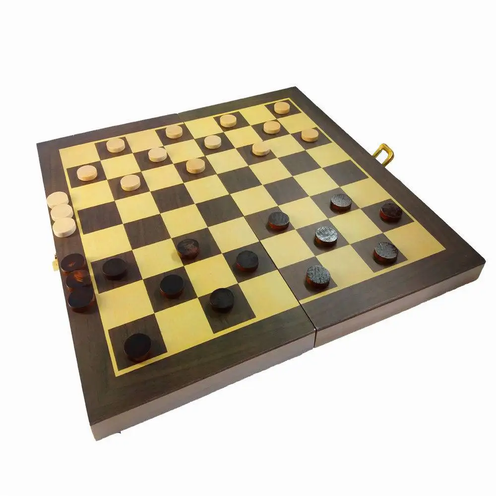 Official Chess and Lady Game with Wooden Folding Board Box 39x39 cm Wooden Pieces