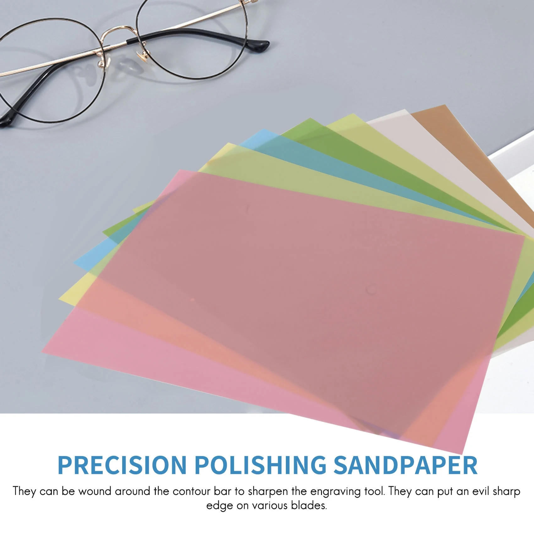 7Pcs/Set Lapping Film Sheets Assortment Precision for Polishing Sandpaper 1500/2000/4000/6000/8000/10000/12000 Grits Vogue