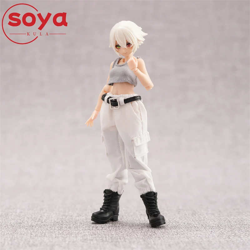 Gilet da ragazza in scala 1/12, pantaloni da lavoro casual, modello di vestiti, adatto per bambole corpo di action figure femminili Azone da 15 cm