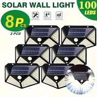 4/6/8PCS 100 LED Wall Lights Outdoor Waterproof Solar Lamp PIR Motion Sensor Solar Powered Street Light for Garden Decoration