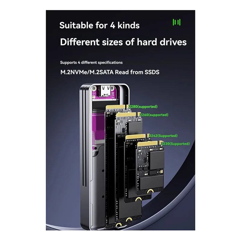 AU61-JEYI I9 GTR 2280 الضميمة USB3.2Gen2 10G Type-C واجهة Nvme/Sata حاوية القرص الصلب الخارجي