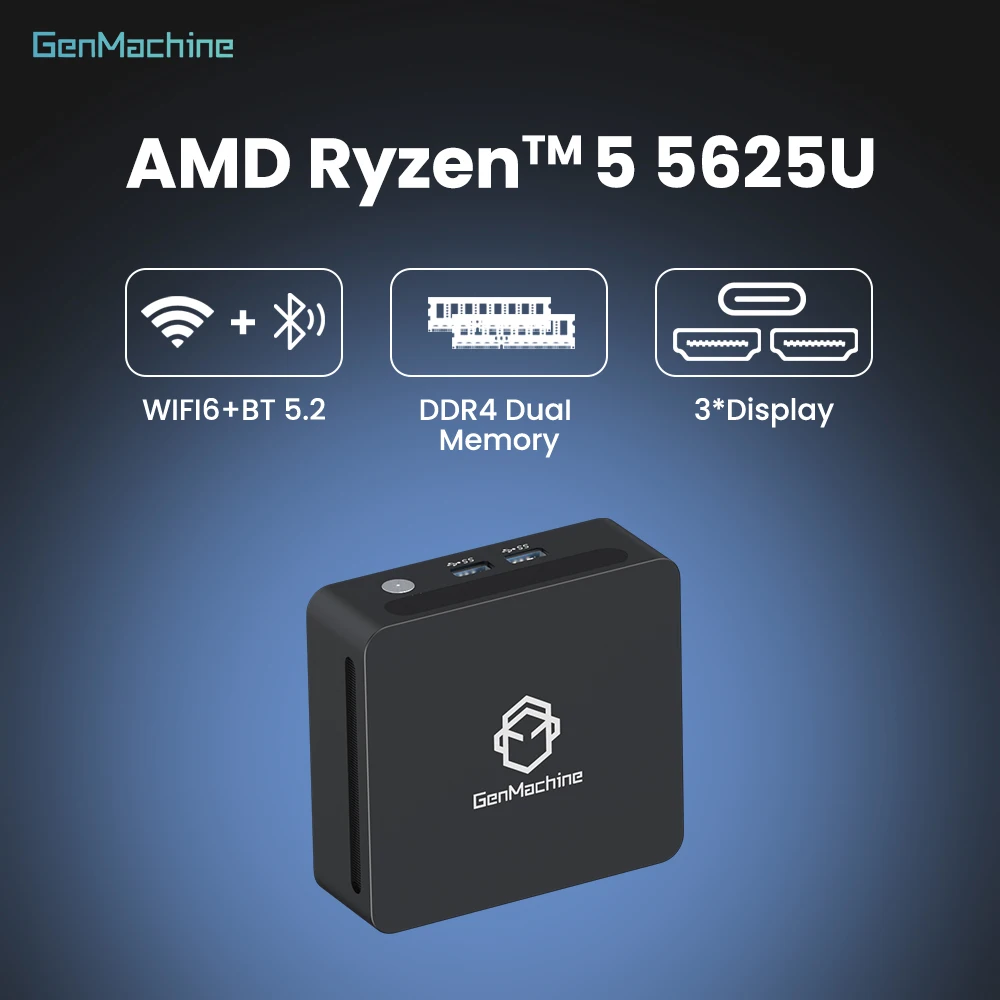 Pc Gamer Genmachine AMD Ryzen 5 5625U Mini Pc Windows 11 Ryzen Desktop 6C/12T 4.3GHz Perfect for Streaming & Work Diy Gaming Pc