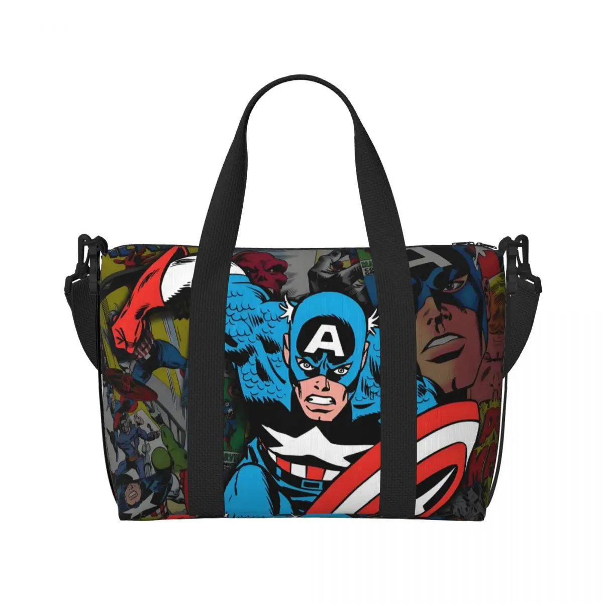 Custom Captain America Colorful Graffiti Groceries Tote Shopping Bags Women Large Capacity Comics Design Beach Gym Travel Bags
