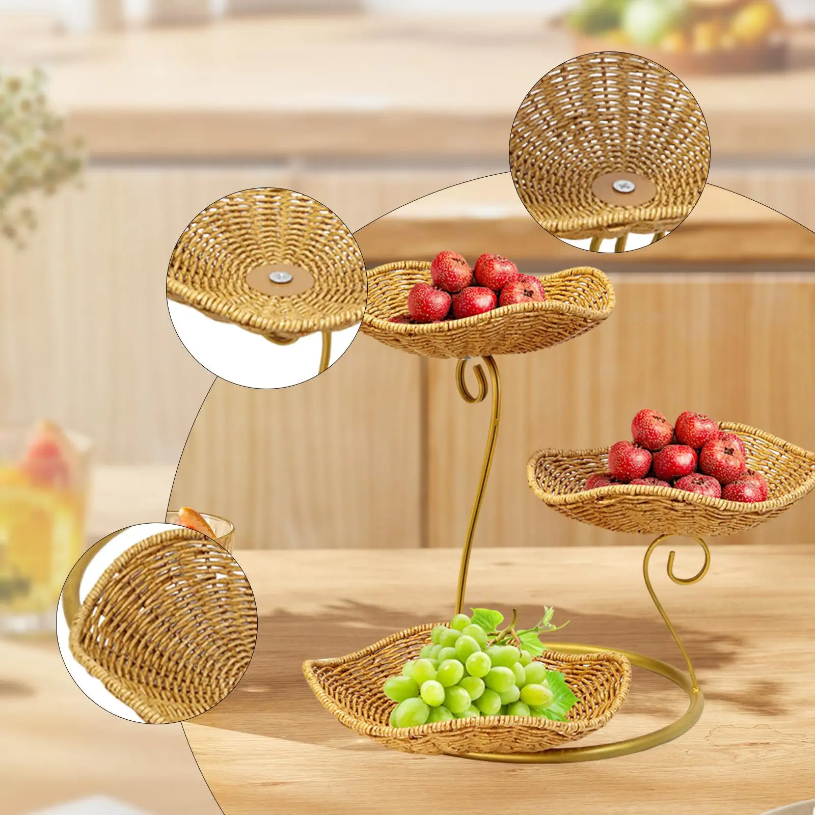 

Корзина с фруктами, 3-х уровневая миска с фруктами, подставка для овощей, прочная для закусок, конфет, большая
