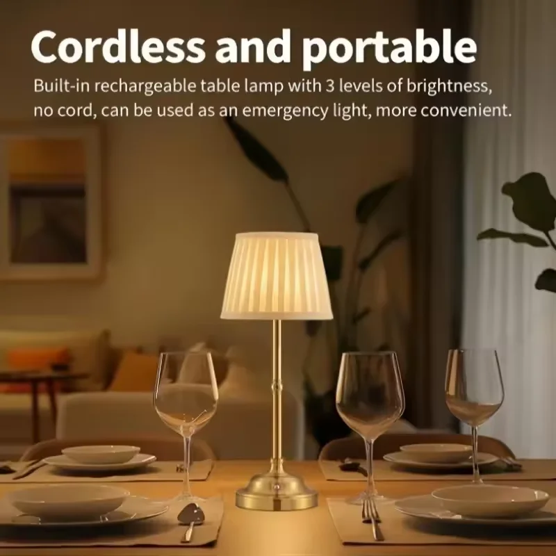 Creative LED Charging Touch Dimming Fabric Desk Lamp Bedroom Bedside Table Lamp High-end Atmosphere Small Night Light Lighting