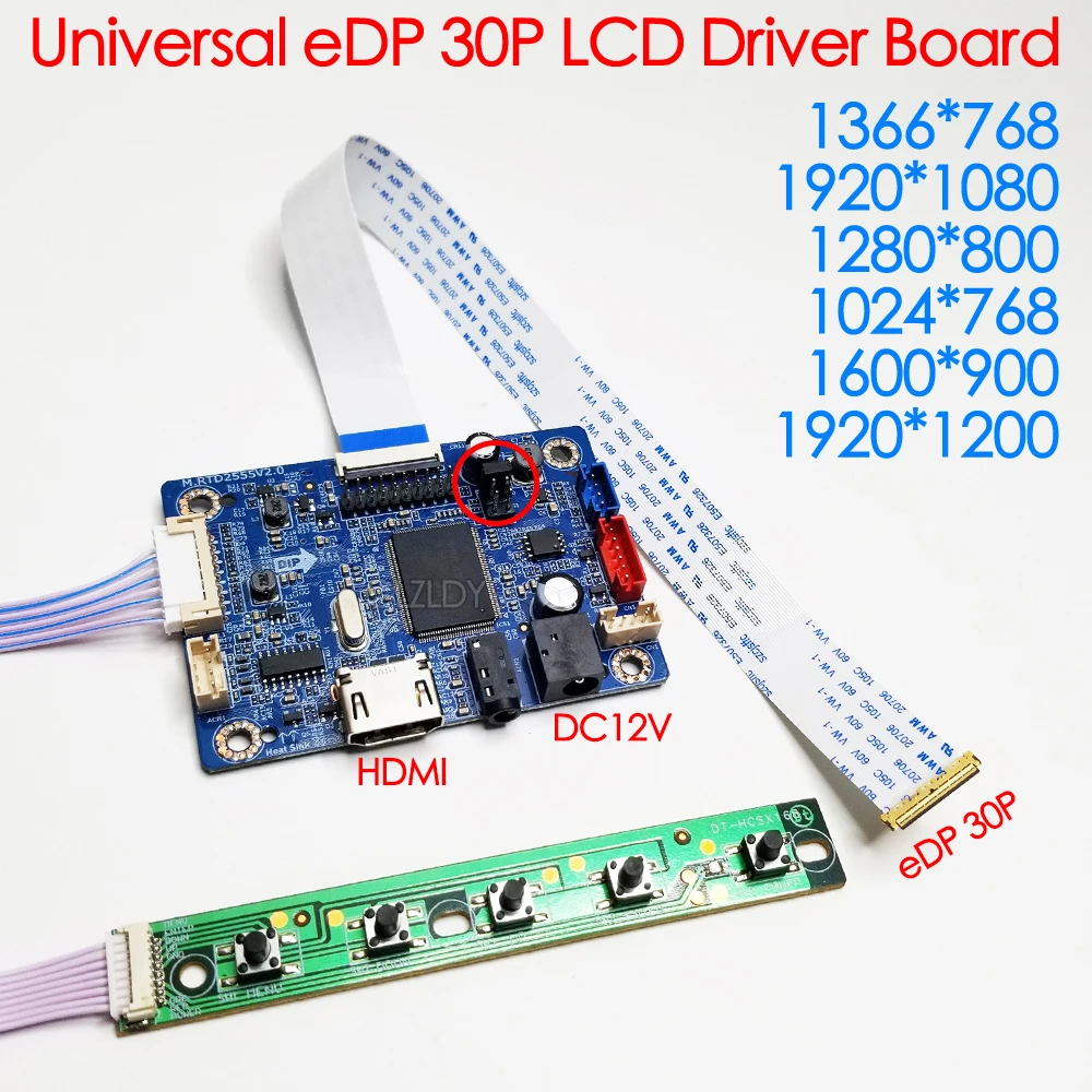 eDP 30 pin LCD Controller Driver Board 1HDMI For Screen Resolution 1920*1200 1920*1080 1600*900 1366*768 1280*800 EDP LCD panel