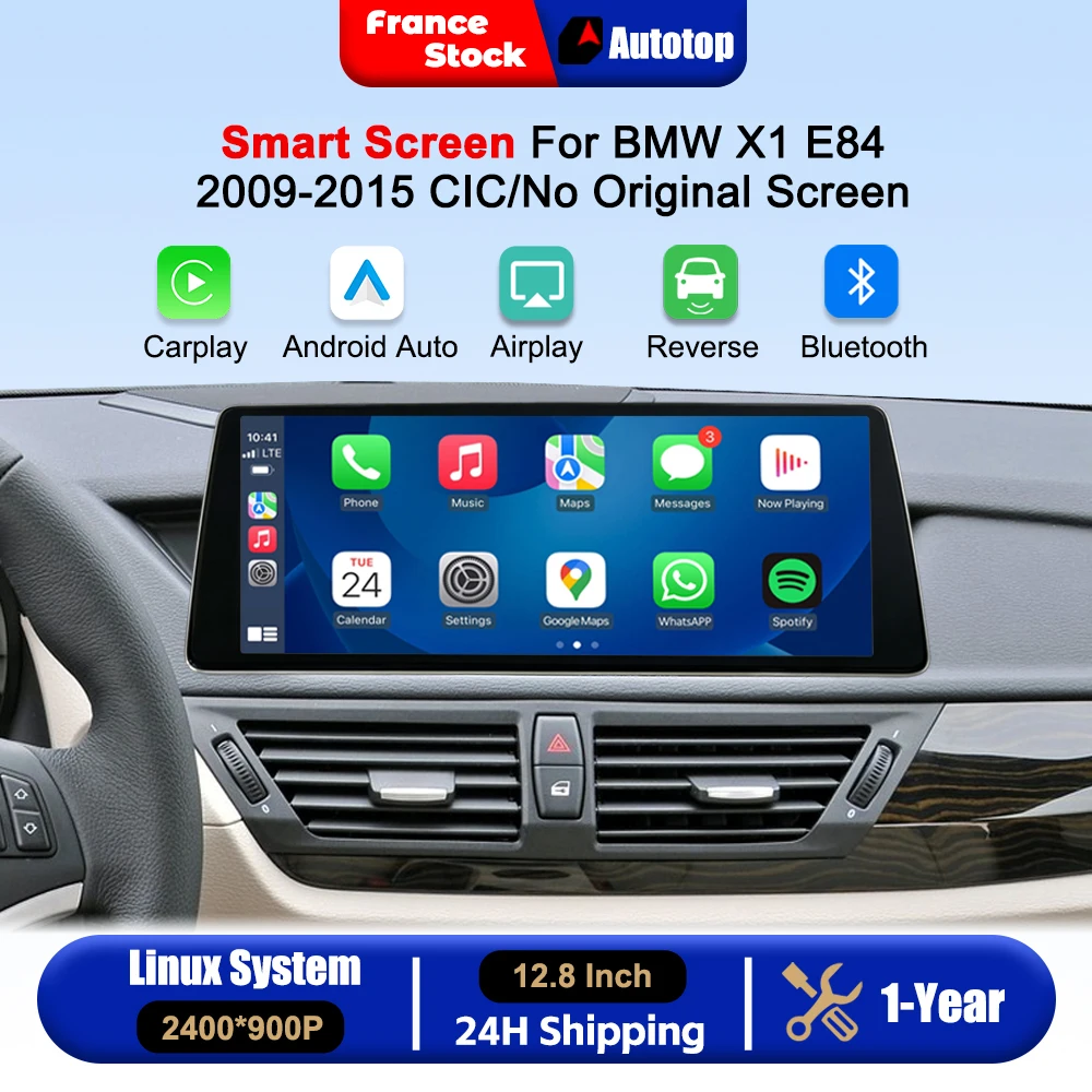 Wireless CarPlay Android Auto 12.8 Inch 2400*900P Car Radio Multimedia For BMW X1 E84 2009-2015 CIC System/No Original Screen Car Intelligent Systems Car Radio Multimedia GPS Navigation Navi Mirror Link AirPlay Touch Screen