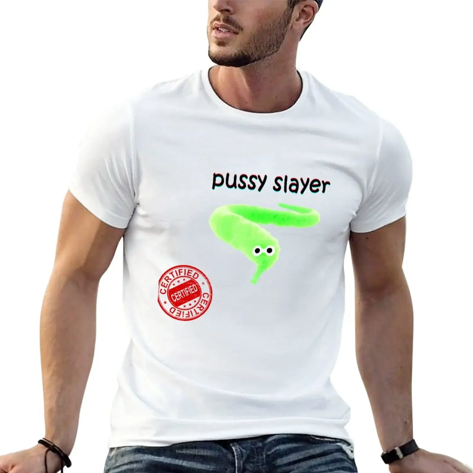 Certified Pussy Slayer T-Shirt plus sizes tees cute tops mens funny t shirts