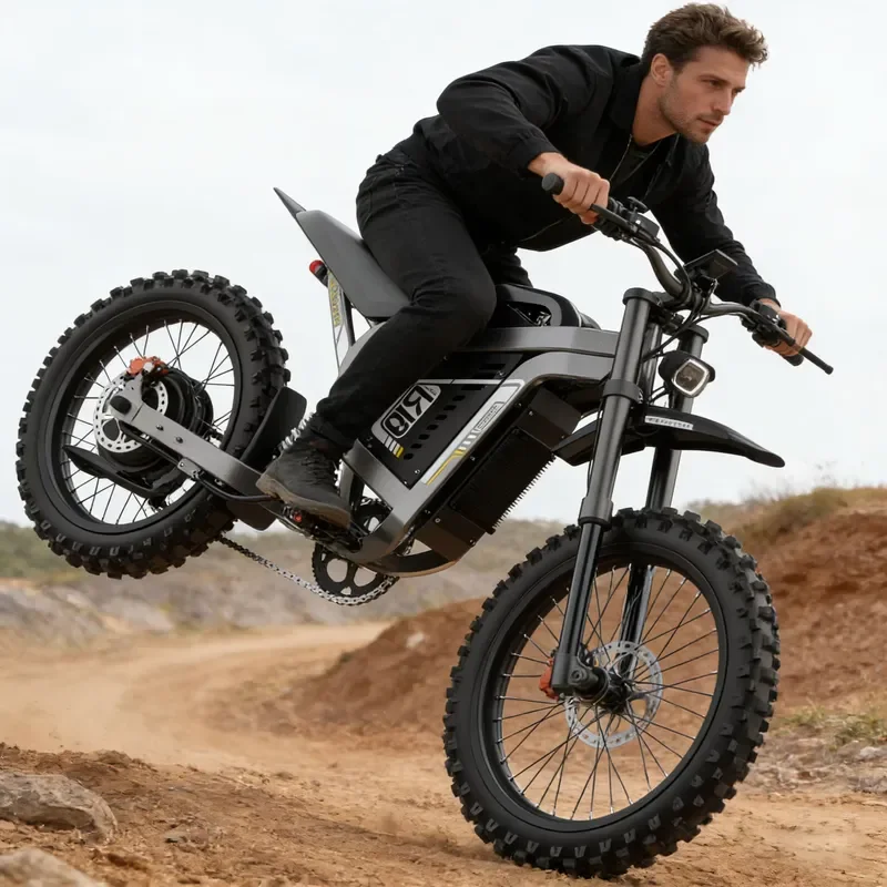 Electric Dirt Bike Aluminum Alloy Frame Mountain E Bike72v 40ah 3000w Motor Lithium-Ion Pack Off-Road Motorcycles for Adult