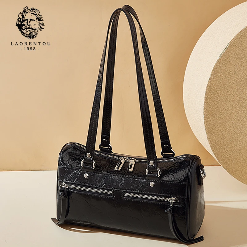 LAORENTOU женская сумка через плечо из натуральной кожи, сумка через плечо, осень-зима 2022, элегантная сумка Boston, большая вместительная офисная дорожная сумка