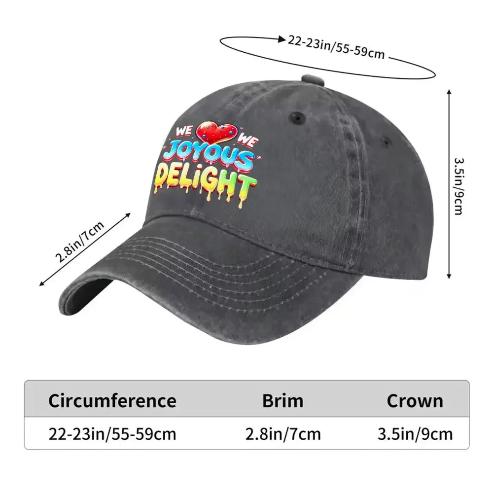 1pc Unisex WE JOYOUS DELIGHT Vintage Washed Baseball Cap - Men'S Trendy Hat - Versatile Duckbill Cap - Fun Print - Unique Birthd