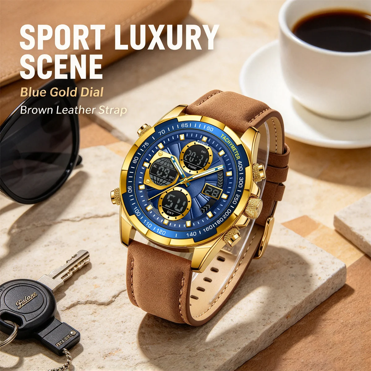FOXBOX Fashion Military Watches for Men Luxury Original Sports Chronograph Watch ​Waterproof Quartz Clock Digital WristWatch