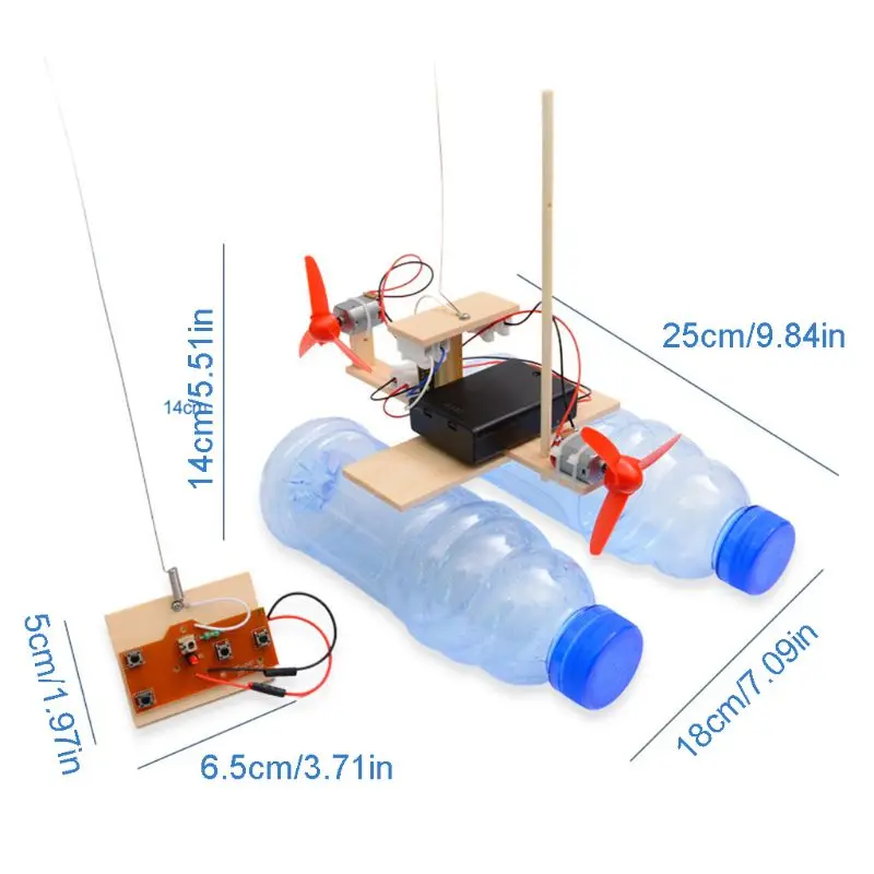 Science Project RC Boat Model DIY STEM Kit Toy Assembly Construction Mechanical Playset Education Toy for Kids Age 6/7/8