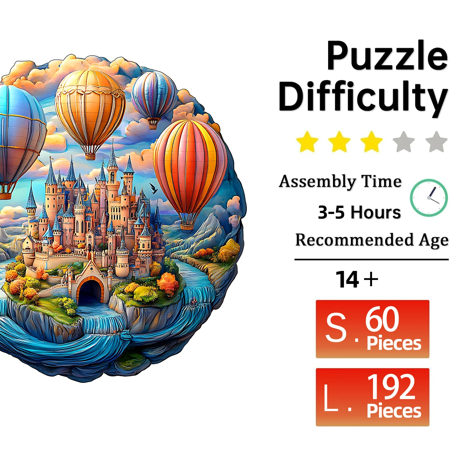 Wooden Puzzle for Adults - Dream Castle Puzzle, Unique Shape Wooden Jigsaw Puzzles, Modern Art Home Decor, Good Gift Idea