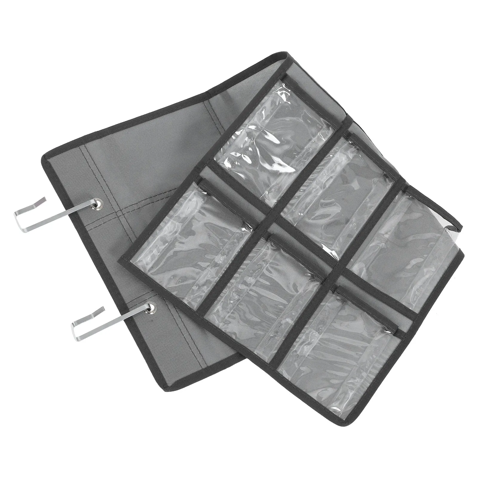 

12-Grid Transparent Jewelry Pouch Wall Mount Phone Storage Bag Non-Woven Foldable Classroom Organizer Metal Hanging