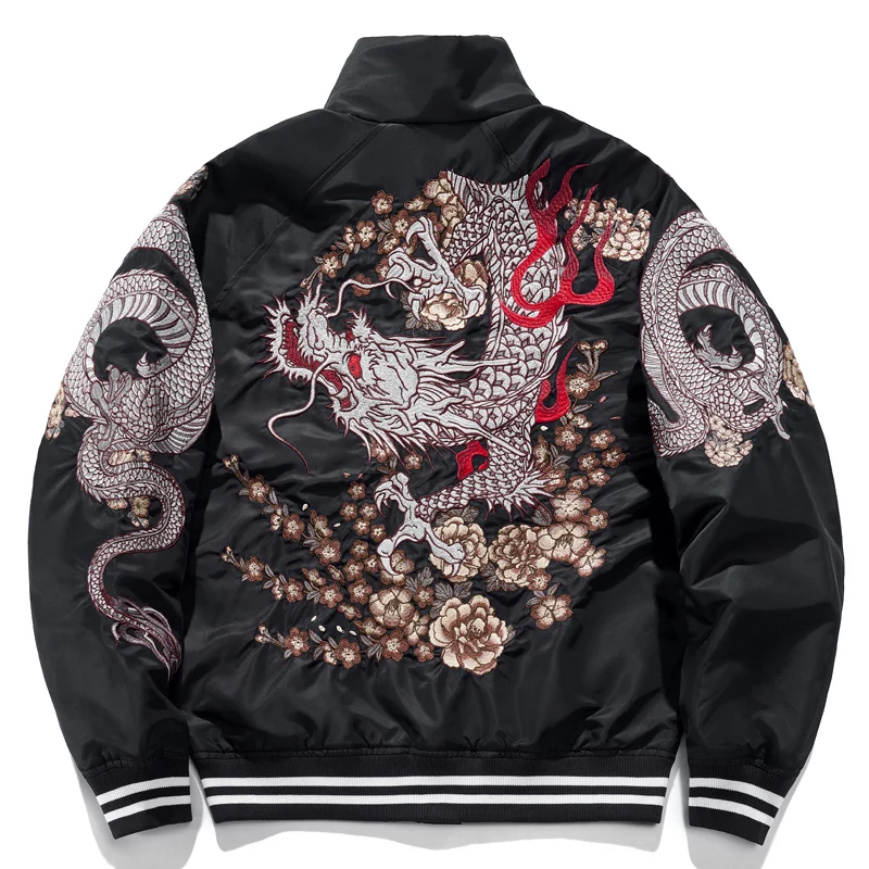 

Chinese Style Yokosuka Dragon Embroidery Fashion Casual Boys Stand Collar Jacket Cotton Coat Autumn And Winter