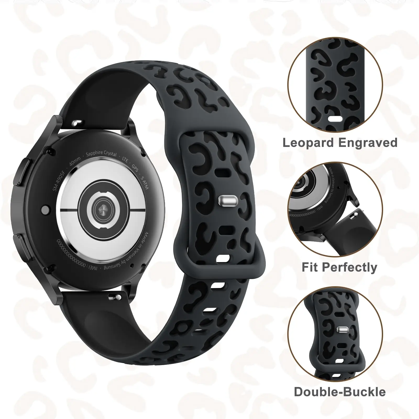 20mm Engraved Strap For Amazfit GTS 2 3 4 Mini Bracelet Replacement Leopard Silicone Smartwatch Band For Huawei Watch GT 2 3 4 5