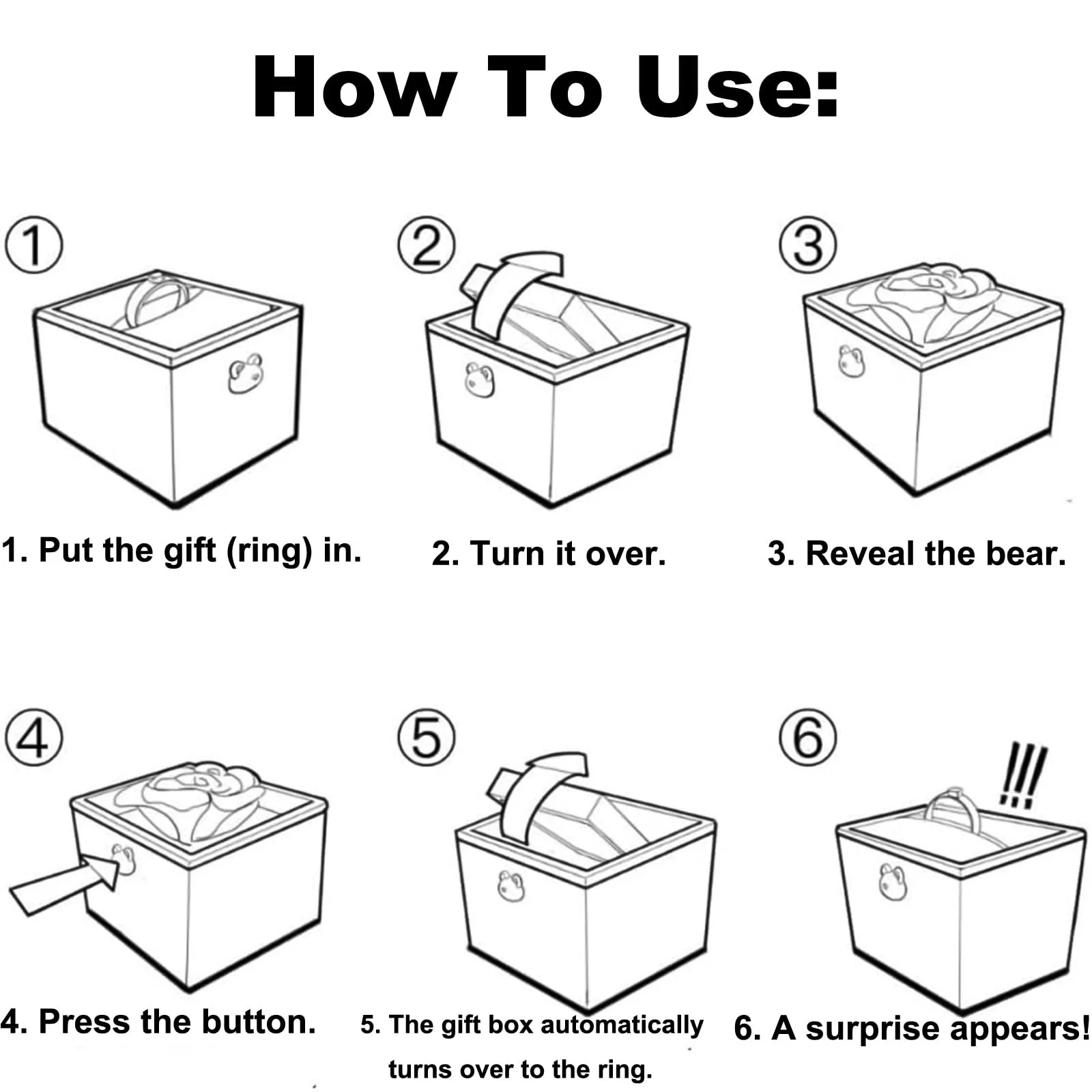 Creative Bear Flip Ring Box Creative Surprise Jewelry Box Mini Cake Automatic Flip Ring Case for Girlfriend Gift Surprise Box - view 4
