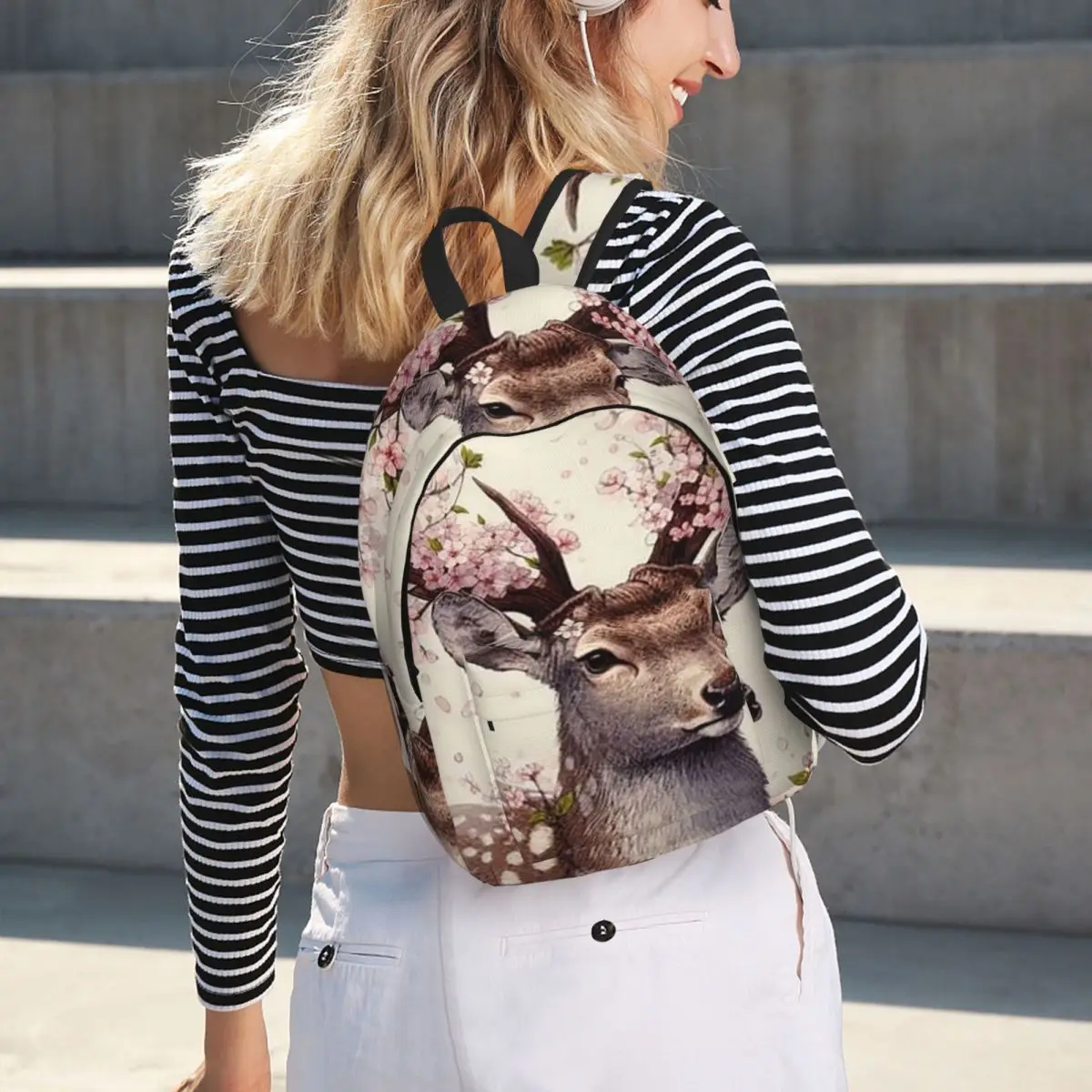 Flower Deer Backpack Student Boys Girls BookBag Children School Bag Computer Shoulder Bags for Men Women