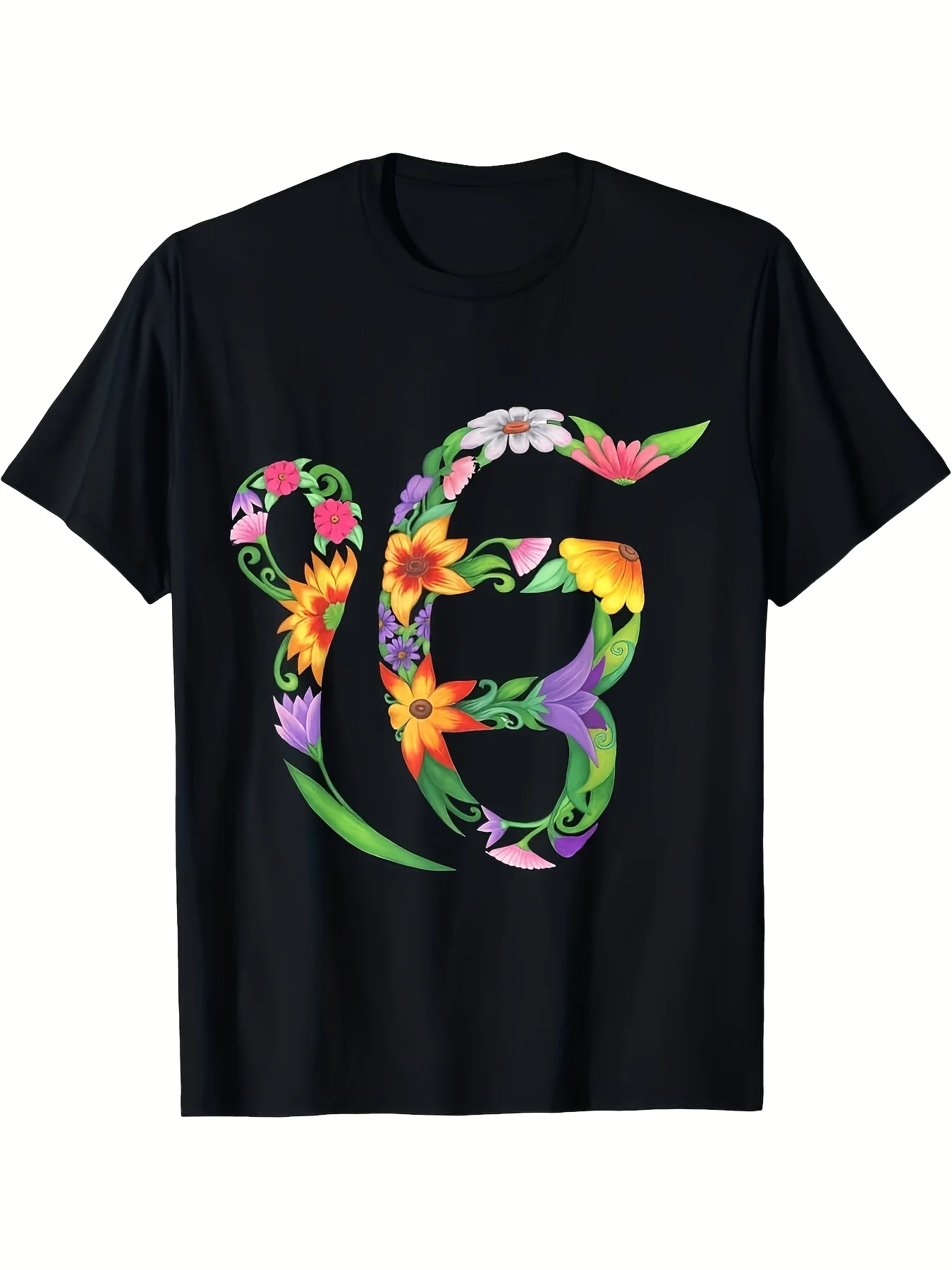 This Tshirt Features an Important Sikh Symbol in a Bohemian Floral Design It Is a Versatile Item for All Seasons Local Warehouse Delivery Men's Clothing Men's Tshirt Pattern Tshirt PrRetro Casual Short-sleeved T-shirt with a Round Neck and Printed