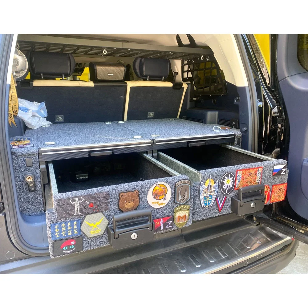 VRD4X4 Truck Bed Draws SUV Rear Trunk Sliding Steel Storage Drawers System With Fridge Slider For WEY TANK 500