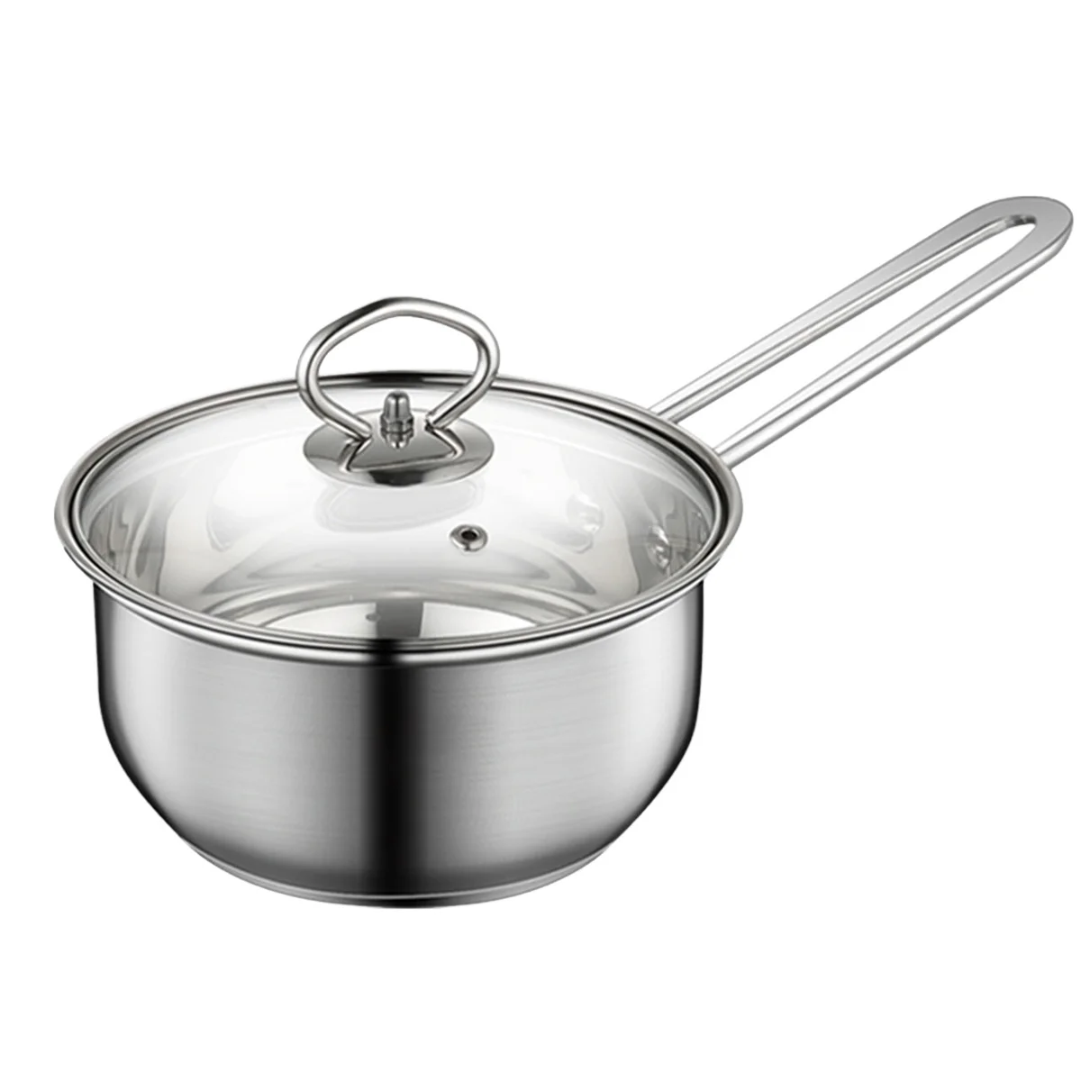 Thickened Milk Pot Stainless Steel Glass Lid Heat-Resistant Porridge Pan For Baby Food Soup Cooking Lidded Household