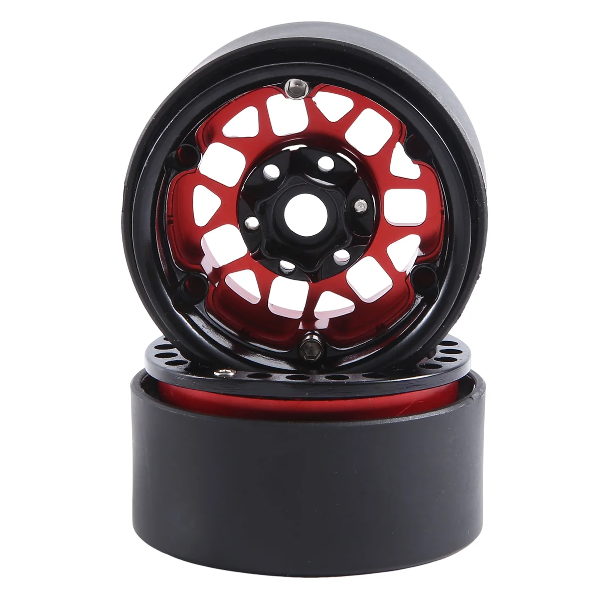 

4PCS 1.9Inch Metal Beadlock Wheel Hub Rim for 1/10 RC Crawler Car TRX4 Axial SCX10 RedCat Gen8,Red 14