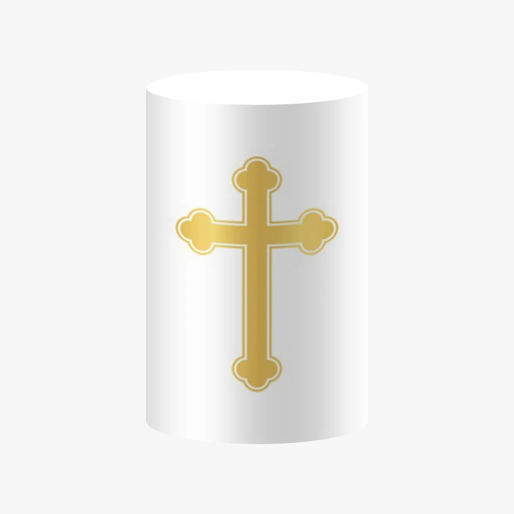 Baptism Elastic Cylinder Pedestal Covers Gold Cross Angel Print First Holy Communion Party Decor God Bless Pedestal Column Cover