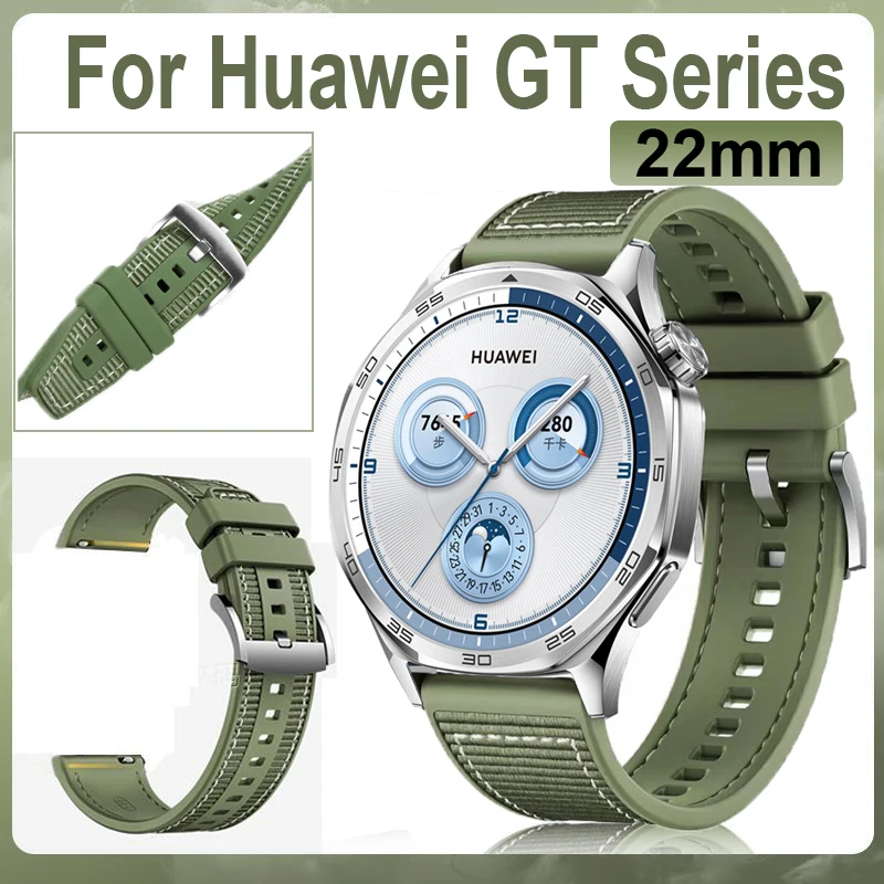 22mm Silicone+Woven Strap For HUAWEI WATCH GT5 GT4 46mm Watch 4/3 Pro Smartwatch Watchband for Huawei GT 5 4 3 Band Accessories