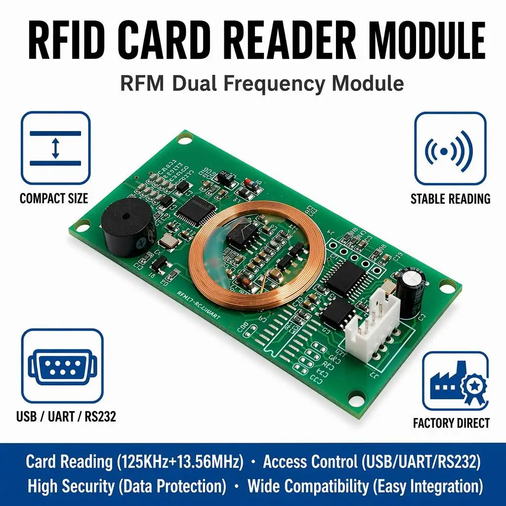 13.56mMhz 125Khz Dual Frequency NFC Contactless USB RS232 UART Interface  Customized Smart Card Reader Module