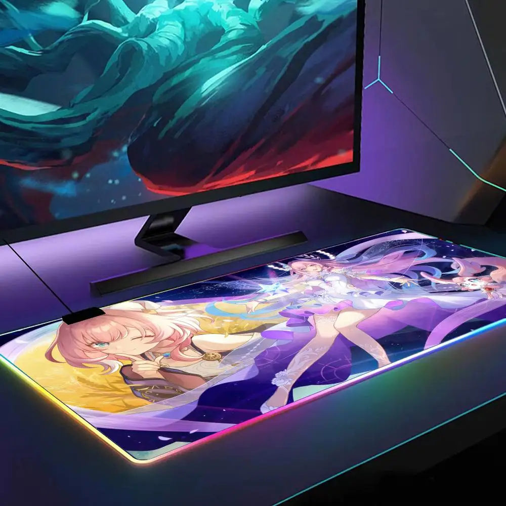 

Cyrene Honkai Star Rai Mouse Pad RGB Gaming Mouse Pad Desk Mat HD Gamer Large LED Light XXL MousePads