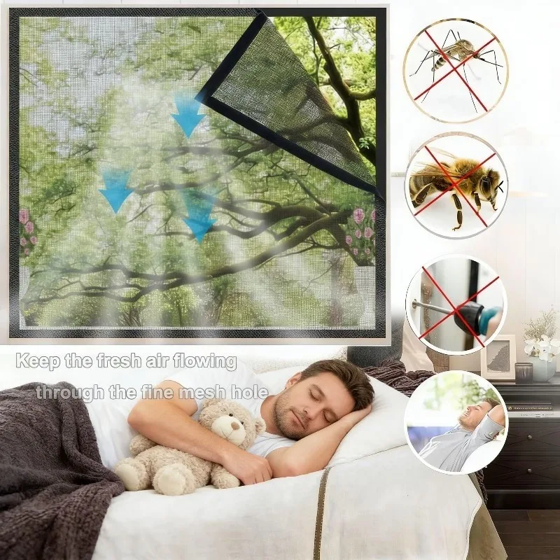 1-Piece Self-Adhesive Large Mosquito Net for Windows, Easy to Install Without Drilling, Comes with Corner Adhesive Tape Suitable for Most Households, It Is an Ideal Choice for the Bedroom.