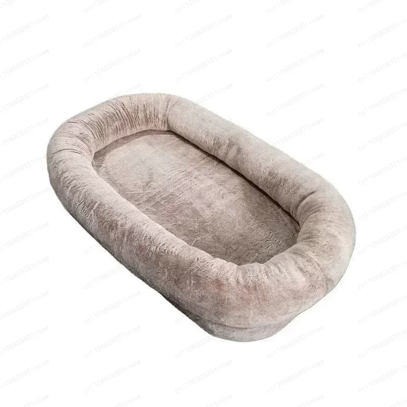 Lazy sofa reclining and sleeping human kennel plush round pet nest dog bed sponge dog pad
