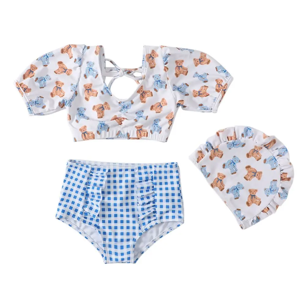 Girls Two Pieces Swimsuit Cute Cartoon Bikini Set Toddler Girls Summer Beachwear Infantil Ruffle Bathing Suit Baby Swimwear